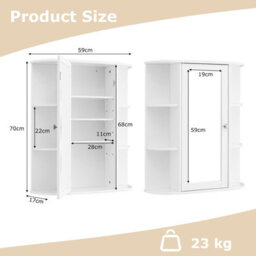 Costway Wall Mounted Medicine Cabinet With Mirror Bathroom Wall Cabinet-White - thumbnail 3
