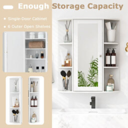 Costway Wall Mounted Medicine Cabinet With Mirror Bathroom Wall Cabinet-White - thumbnail 5