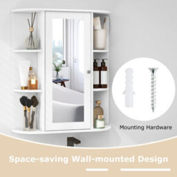 Costway Wall Mounted Medicine Cabinet With Mirror Bathroom Wall Cabinet-White - thumbnail 8