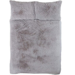 Gr8 Home Sleepdown Silver Shaggy Faux Fur Long Pile Fleece Duvet Quilt Cover Set Thermal Bedding Double - thumbnail 3