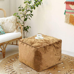 istyle mode Brown Crushed Velvet Bean Bag Pouffe Foot Rest - thumbnail 2