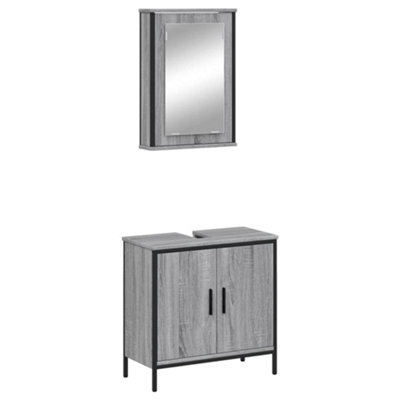 Berkfield Durable 2 Piece Bathroom Furniture Set Grey Sonoma Engineered Wood