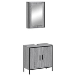 Berkfield Durable 2 Piece Bathroom Furniture Set Grey Sonoma Engineered Wood