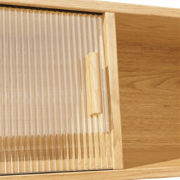Abrihome 174.5Cm Tall Sideboard With Rattan Look & Glass Sliding Doors, Natural Wood/walnut Finish - thumbnail 9