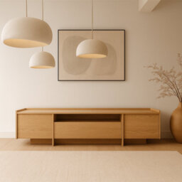 Impact Furniture Sideboard Lowboard Tv Unit Long Low Cabinet 200Cm Wide Storage Washed Light Oak Modern Japandi - thumbnail 4