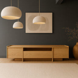Impact Furniture Sideboard Lowboard Tv Unit Long Low Cabinet 200Cm Wide Storage Washed Light Oak Modern Japandi