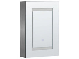 Beliani Luxor 40 X 60 Cm Wall-Mounted Bathroom Mirror Cabinet Black Glass With Warm Led Lighting - thumbnail 3
