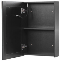 Beliani Luxor 40 X 60 Cm Wall-Mounted Bathroom Mirror Cabinet Black Glass With Warm Led Lighting - thumbnail 4