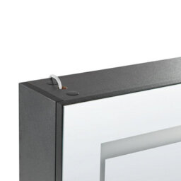 Beliani Luxor 40 X 60 Cm Wall-Mounted Bathroom Mirror Cabinet Black Glass With Warm Led Lighting - thumbnail 5