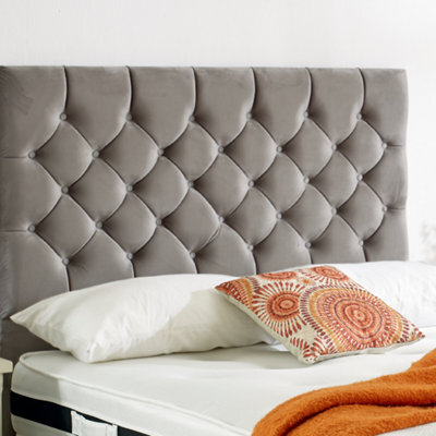 "Urban Textures - Mason Luxury 26"" High Velvet Fabric Upholstered Chesterfield Headboard - Grey" - image 1