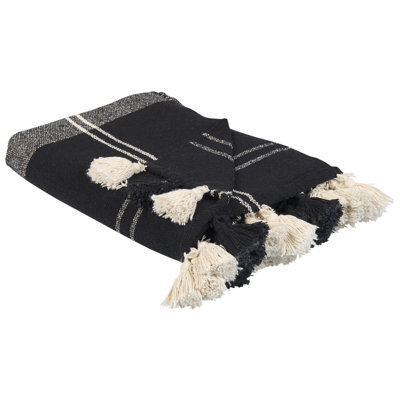 Beliani Blanket Kulac Cotton 130 X 170 Cm Black - image 1