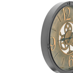 Wyld And Coco Heritage Home Wall Clock Vintage Gear Dial 50Cm, Black Synthetic Frame - thumbnail 4