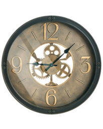 Wyld And Coco Heritage Home Wall Clock Vintage Gear Dial 50Cm, Black Synthetic Frame - thumbnail 1