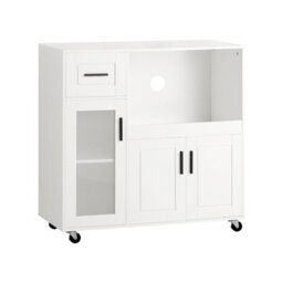 Sobuy Fsb78-W, Sideboard Microwave Cabinet Dining Room Cupboard Kitchen Trolley, White - thumbnail 1