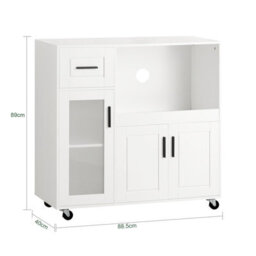 Sobuy Fsb78-W, Sideboard Microwave Cabinet Dining Room Cupboard Kitchen Trolley, White - thumbnail 3