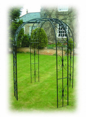 Poppy Forge Buckingham 4 Way Gazebo (Inc Ground Spikes) Garden Feature - Solid Steel - L167.6 X W167.6 X H238.8 Cm - Black - image 1
