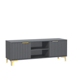 Tide Crest Tv Unit 120Cm Gold Dark Grey With Fluted Wave Doors - Creative Furniture - thumbnail 7