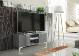 Tide Crest Tv Unit 120Cm Gold Dark Grey With Fluted Wave Doors - Creative Furniture - thumbnail 9