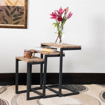 FWSTYLE Urban Design Modern Nest Of 3 Firewood Metal Nesting Table - image 1