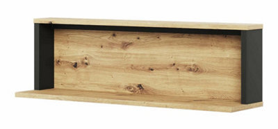 Arte Spot Wall Shelf (H)280mm (W)920mm (D)220mm - Oak Artisan With Black Accents, Versatile Storage - image 1