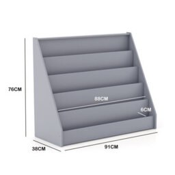 Costway Kids Bookshelf 5-Tier Wooden Children Bookcase Magazine Rack-Grey - thumbnail 2