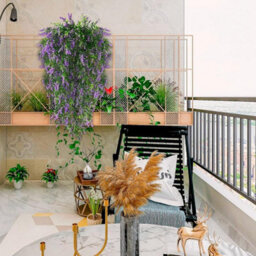2 Pack Artificial Hanging Ivy Plants, 70 Cm (Purple), Artificial Silk Orchid Flowers With 5 Branches For Home Wall Decoration - thumbnail 5