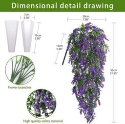 2 Pack Artificial Hanging Ivy Plants, 70 Cm (Purple), Artificial Silk Orchid Flowers With 5 Branches For Home Wall Decoration - thumbnail 2