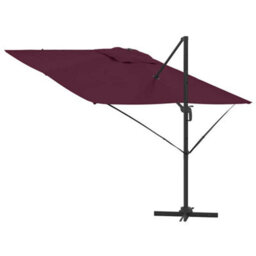 Berkfield Cantilever Roma Parasol Bordeaux Red 286X285X265 Cm Aluminium - thumbnail 8