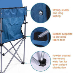 Mantraraj Camping Folding Chairs Patio Outdoor Portable Garden Beach Chair Fishing Lounger Seat With Cup Holder Blue - thumbnail 3