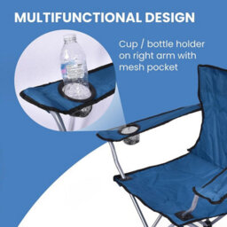 Mantraraj Camping Folding Chairs Patio Outdoor Portable Garden Beach Chair Fishing Lounger Seat With Cup Holder Blue - thumbnail 4