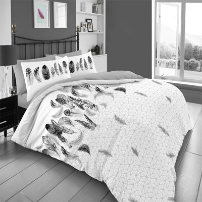 Gc Gaveno Cavailia Downy Dreams Duvet Cover Bedding Set White Double 3Pc With Reversible Geometric Printed Quilt Cover - image 1