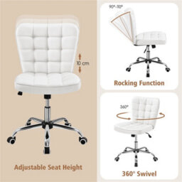 Yaheetech Modern Desk Chair With Adjustable Seat Height - White - thumbnail 4