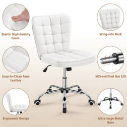 Yaheetech Modern Desk Chair With Adjustable Seat Height - White - thumbnail 5