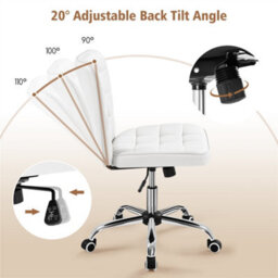Yaheetech Modern Desk Chair With Adjustable Seat Height - White - thumbnail 6