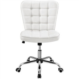 Yaheetech Modern Desk Chair With Adjustable Seat Height - White - thumbnail 2