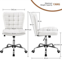 Yaheetech Modern Desk Chair With Adjustable Seat Height - White - thumbnail 3