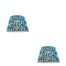 Loops Elegant Set Of 2 Handcrafted Marlin Blue Tapered Lamp Shades - 35Cm - thumbnail 1