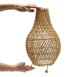 Natural Rattan Table Lamp - Unique Boho, Rustic, Scandinavian Decor - thumbnail 3