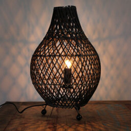 Natural Rattan Table Lamp - Unique Boho, Rustic, Scandinavian Decor - thumbnail 5