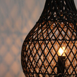Natural Rattan Table Lamp - Unique Boho, Rustic, Scandinavian Decor - thumbnail 6