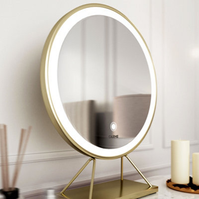Carme Home Belle Medium Gold Frame Touch Sensor Led Makeup Mirror With Lights - image 1