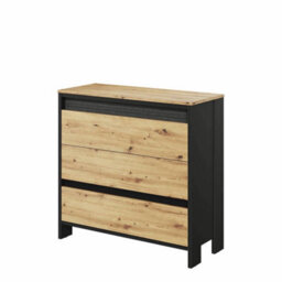 Arte Spot Chest Of Drawers (H)890mm (W)920mm (D)380mm - Chic Bedroom Furniture In Black Matt And Oak Artisan