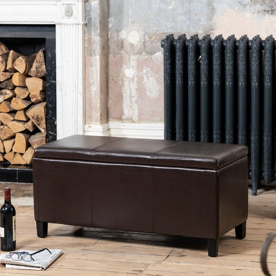 Davenport Bonded Leather Storage Ottoman - Brown - image 1