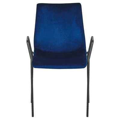 Beliani Velvet Dining Chairs Set Of 2 Dark Blue With Armrests, Stackable - image 1
