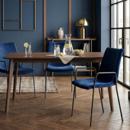 Beliani Velvet Dining Chairs Set Of 2 Dark Blue With Armrests, Stackable - thumbnail 2