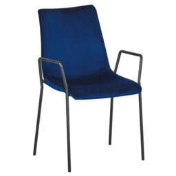 Beliani Velvet Dining Chairs Set Of 2 Dark Blue With Armrests, Stackable - thumbnail 4