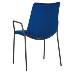Beliani Velvet Dining Chairs Set Of 2 Dark Blue With Armrests, Stackable - thumbnail 6