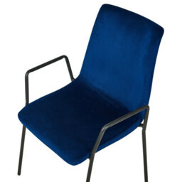 Beliani Velvet Dining Chairs Set Of 2 Dark Blue With Armrests, Stackable - thumbnail 7