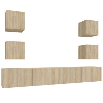Berkfield Classic 6 Piece Tv Cabinet Set Sonoma Oak Engineered Wood - image 1