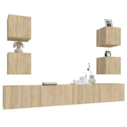 Berkfield Classic 6 Piece Tv Cabinet Set Sonoma Oak Engineered Wood - thumbnail 4